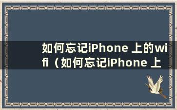 如何忘记iPhone 上的wifi（如何忘记iPhone 上的无线网络）